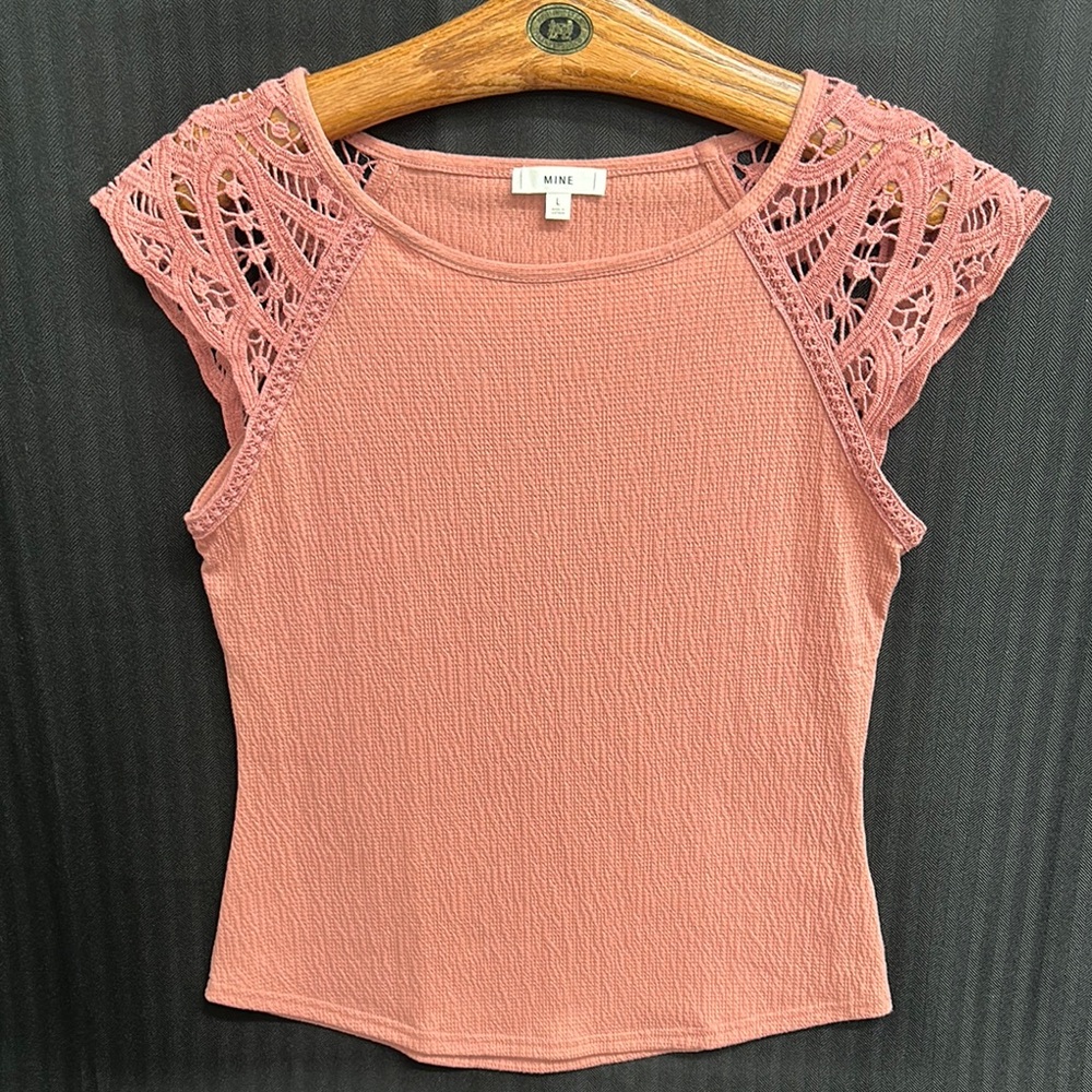 Mine Pink Lace Sleeve Blouse